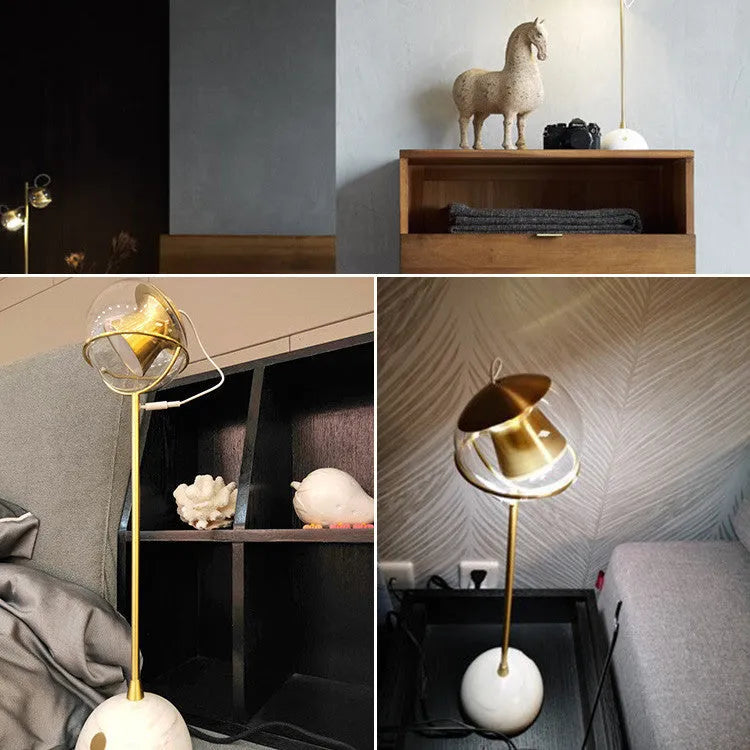 Glass lampshade desk lamp with dimmable LED lighting and touch control switch