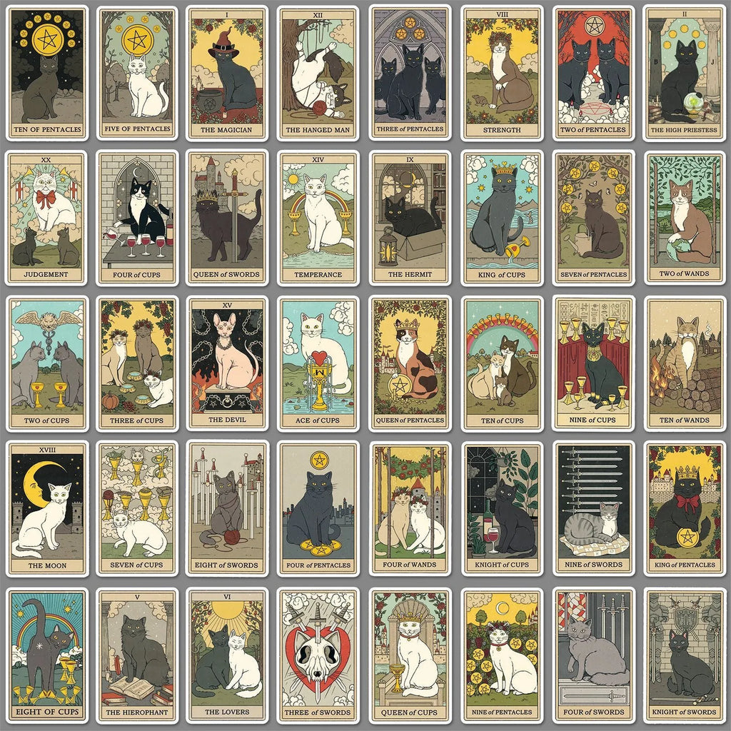 78-piece waterproof luggage sticker set with tarot card graffiti designs in cute style