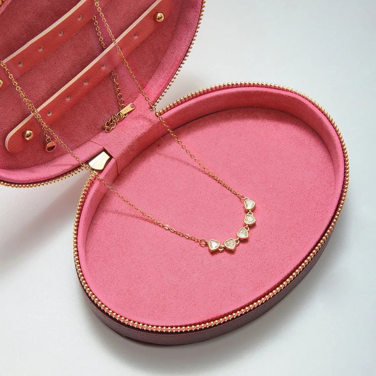 Love zircon stainless steel necklace for women with electroplated finish in three colour options