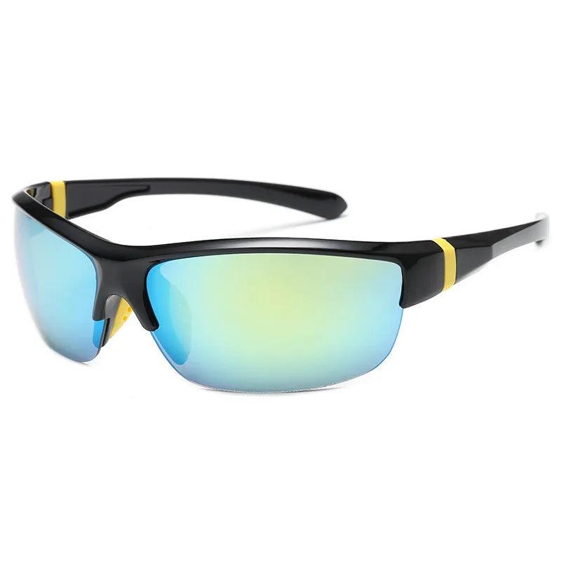 Men's outdoor athletic glasses with semi-frameless frame and PC lenses for cycling