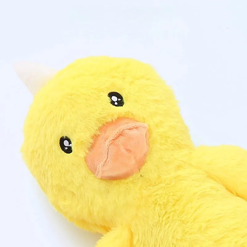 Pink and yellow plush dog toy with sound features for large breed dogs like Golden Retrievers.