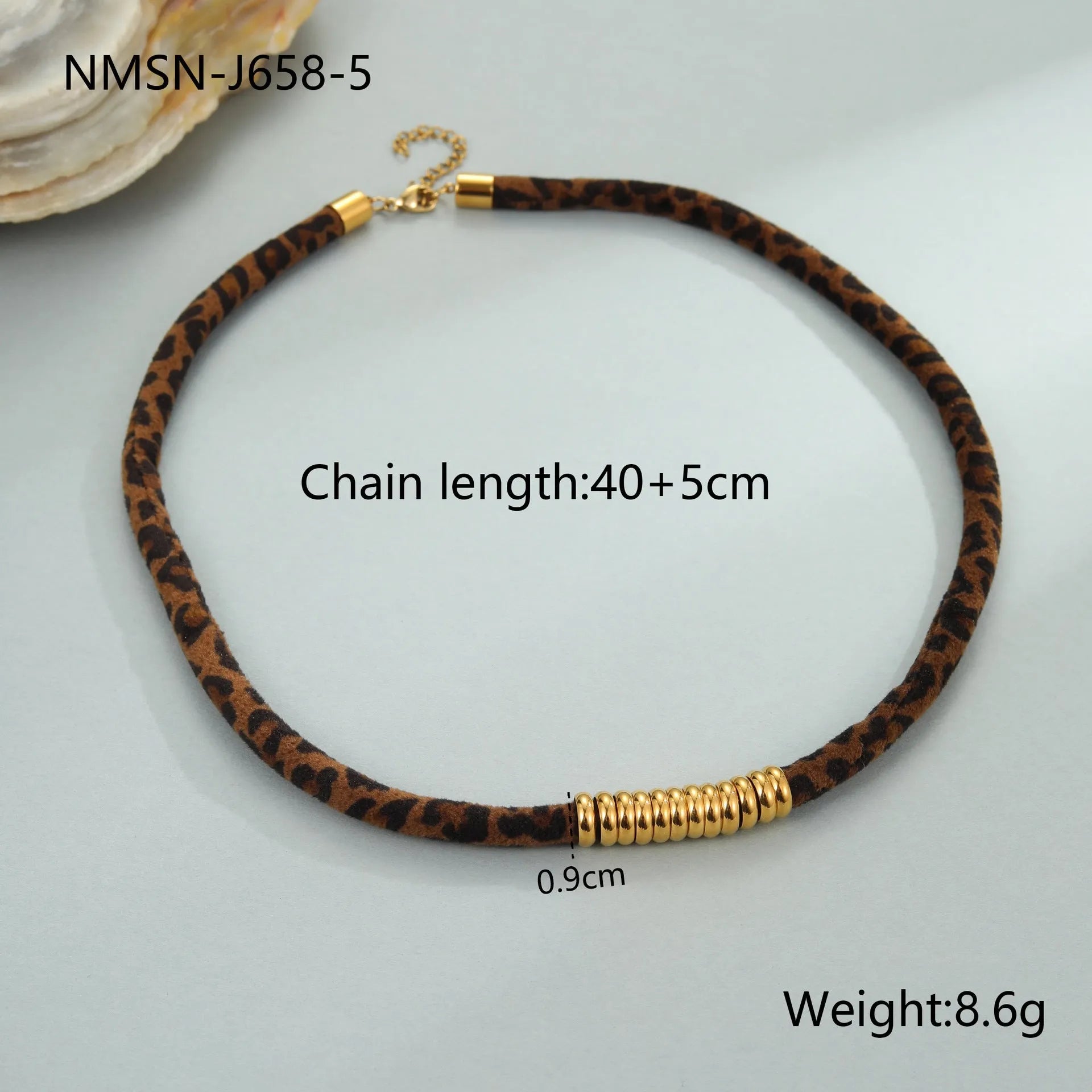 Leopard series stainless steel necklace with geometric pendant on a gold-colour chain