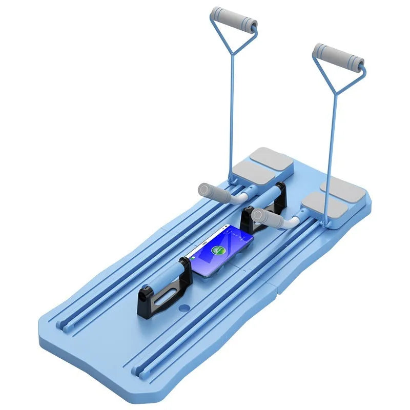 Blue multi-functional fitness board for abdominal exercises and core training at home