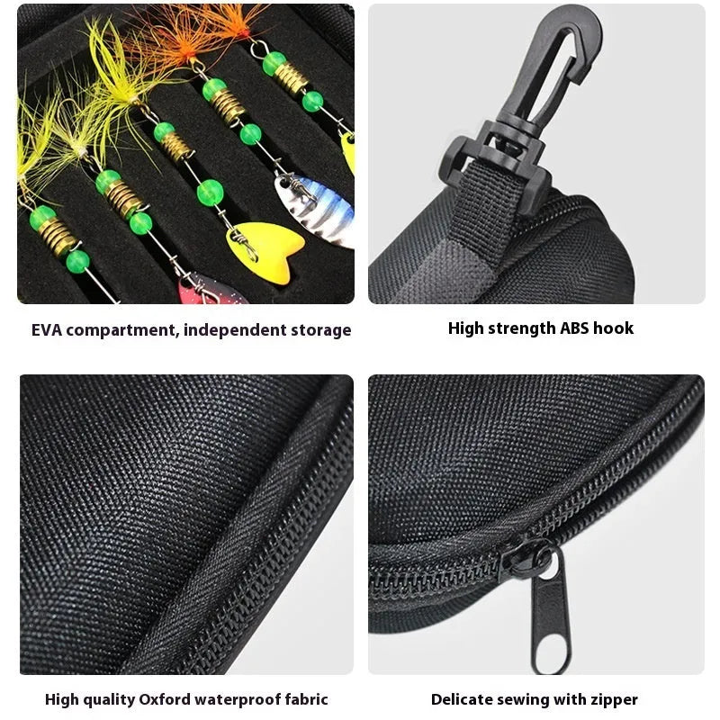 16-piece composite sequin fishing bait set in 1680D Oxford cloth and EVA case measuring 16x11x5 cm