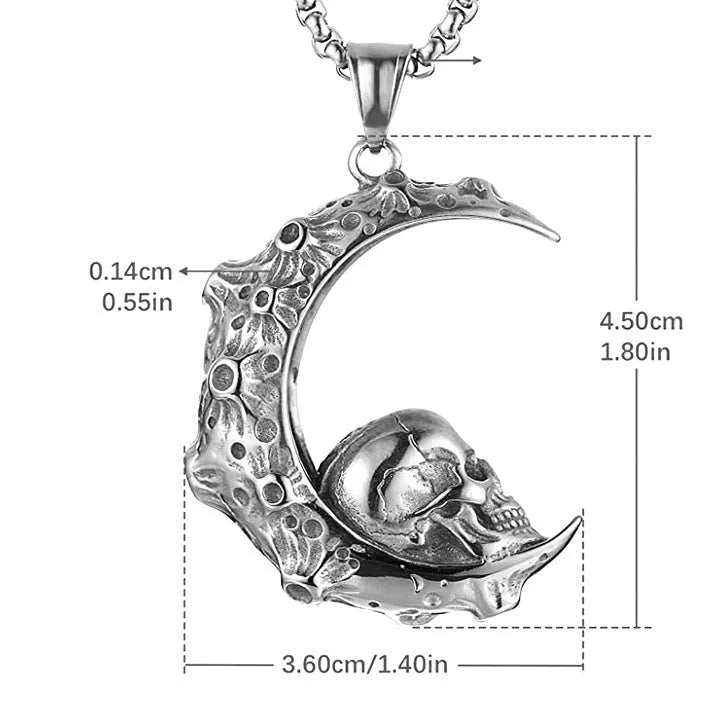 Men's silver stainless steel necklace with alloy skull pendant on chain