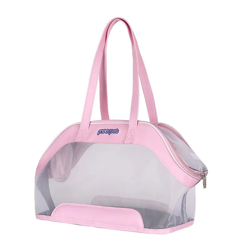 Leather cat outing carry bag in solid colour with 25 litre capacity
