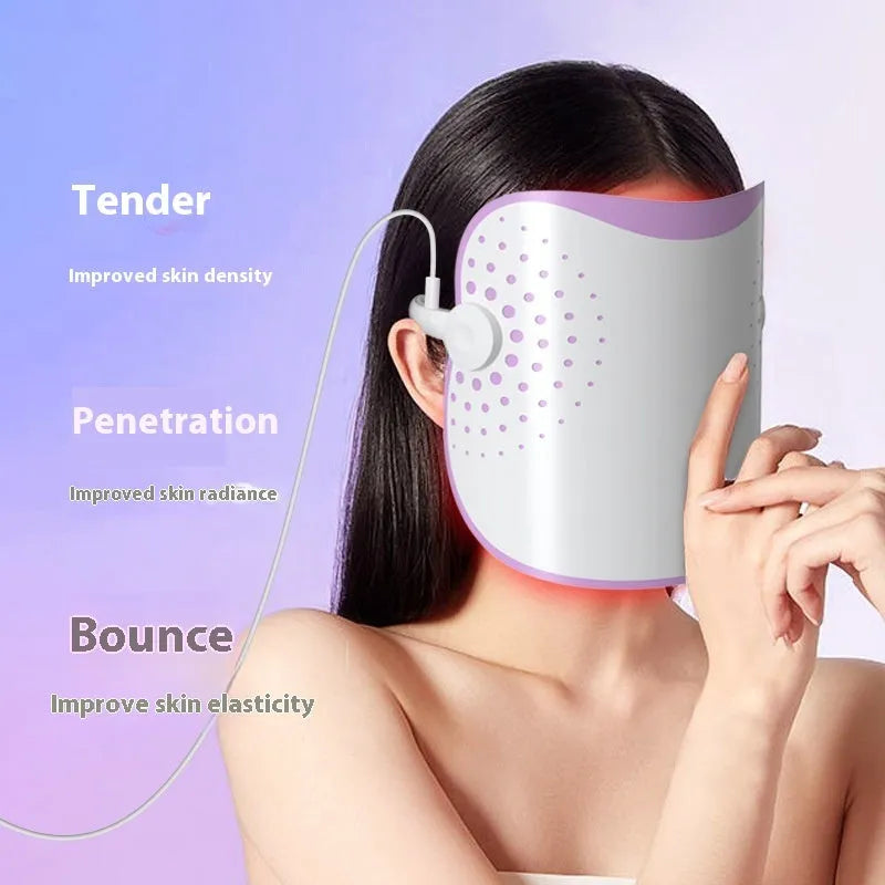 White and purple photon IPL beauty mask device with spectrometer for home use.