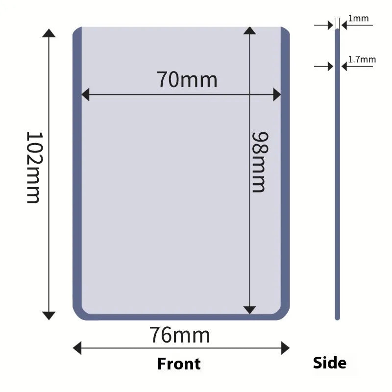 Transparent PVC game card holder protective cover 77x101mm with blue light option