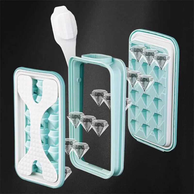 Silicone ice ball mould water bottle with diamond curling design in light grey, sky blue, or white colours