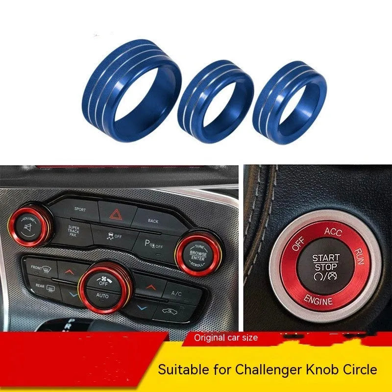 Aluminium alloy air conditioning knob decorative ring for Challenger Dodge Jeep 2015-2022 models