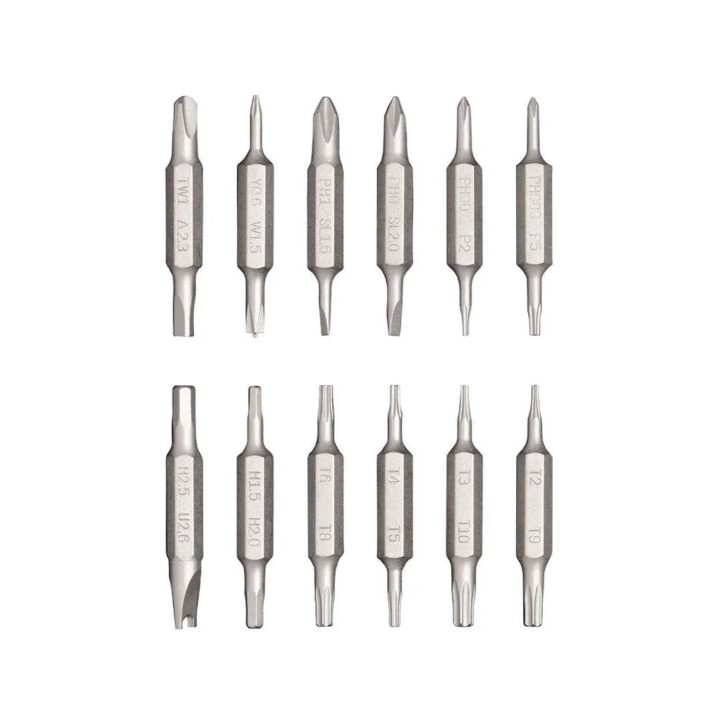 24-in-1 aluminium screwdriver set with magnetic bit storage for mobile phone and computer repairs