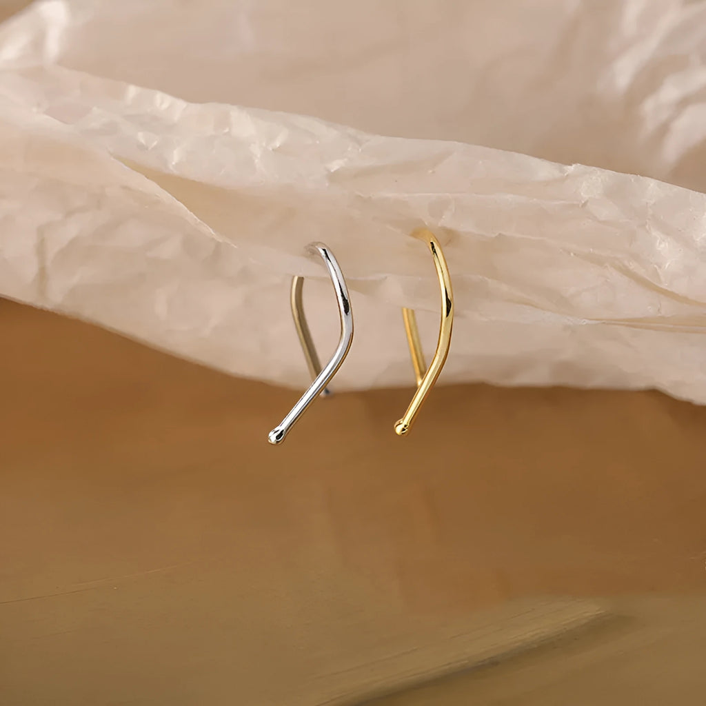 Good Morning copper electroplated Y-line earrings with geometric English letter motif for women