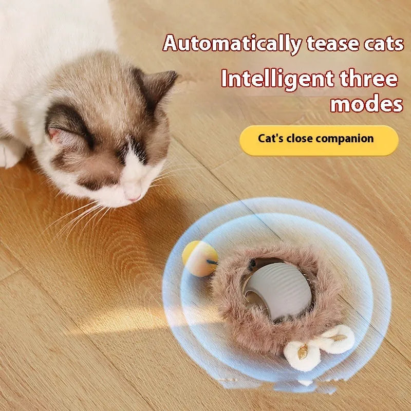 Self-hi funny cat rolling ball toy in silicone with grey green red colour options