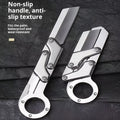 Silver stainless steel folding knife with 5.7cm blade and 67mm handle, mechanical deformation folding design