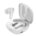 Black and white wireless Bluetooth in-ear translation headphones with touch controls and USB-C port.