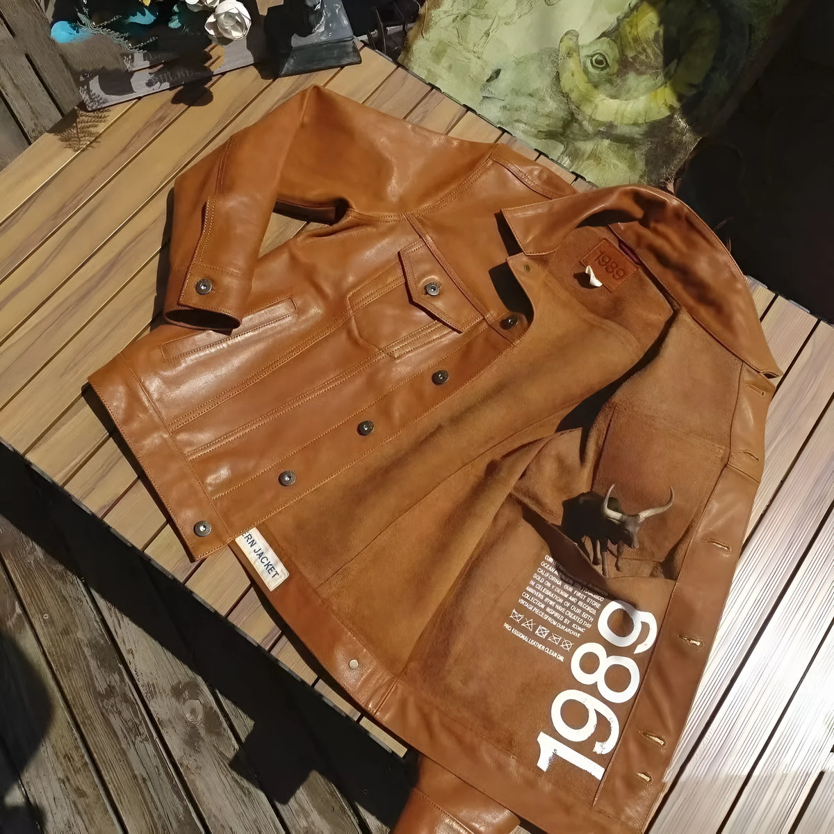 Men's cowboy leather jacket in black or coffee colour, cowhide genuine leather, no lining, ultra-short length 40cm or less