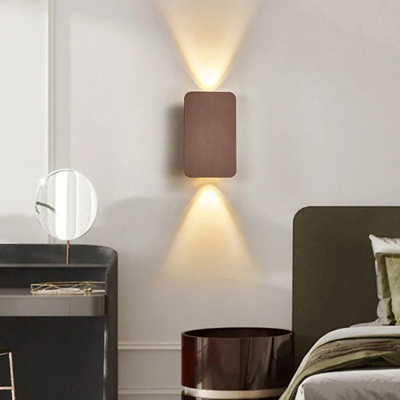 Minimalist Nordic LED wall lamp in black gold coffee or grey finish with warm neutral or white light option