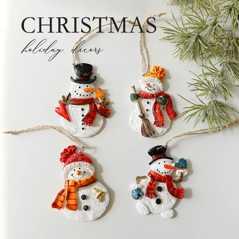 Small resin Christmas pendant ornament biscuit man figure with love motif on festive tree