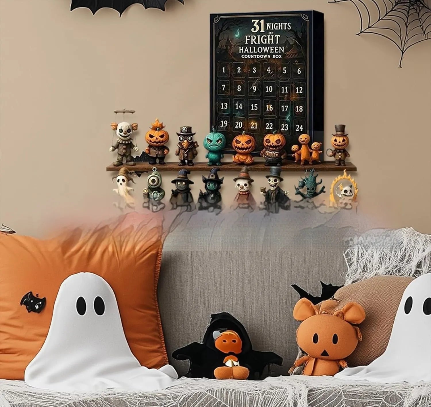 Halloween Countdown Box blind box containing a horror-themed resin doll for advent calendar use.
