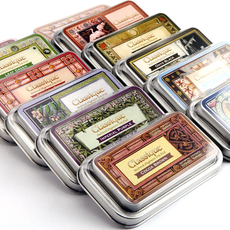 Rectangular rubber stamp ink pad in five colours for DIY stamping projects