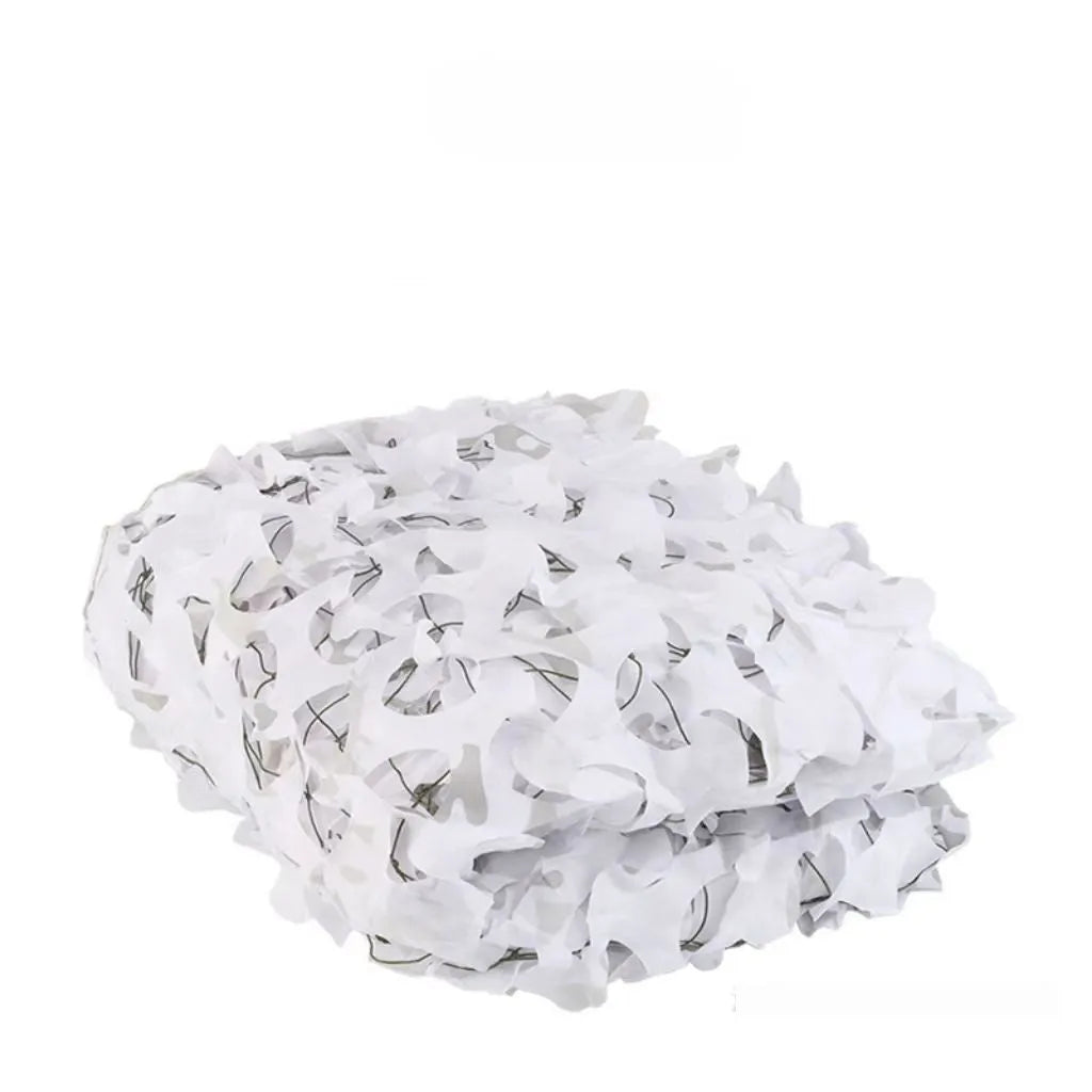 Green camp camouflage cover net showing UV protection and multiple camouflage pattern options