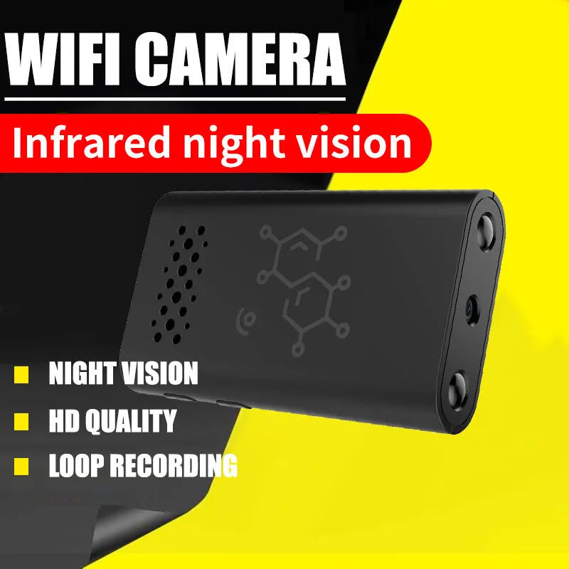 Black smart security camera with 1080p HD video for indoor home monitoring and baby watch