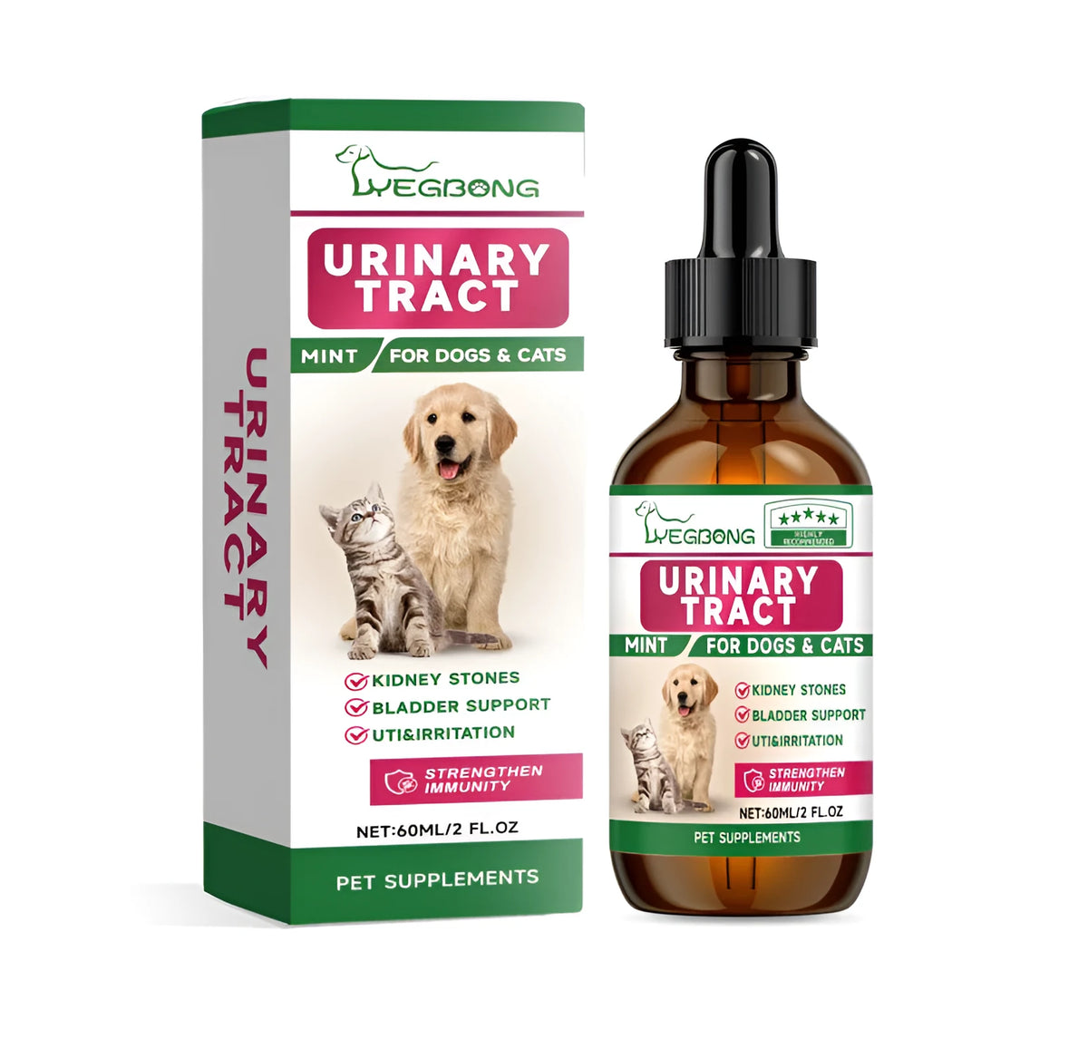 60ml pet dental spray bottle, 3.3 x 12cm, with mint extract for dog and cat oral care