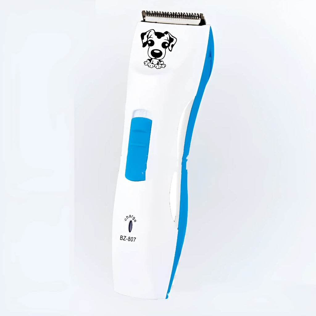 Rechargeable pet hair clipper BZ-807 with four limit combs, stainless steel blade, in blue colour