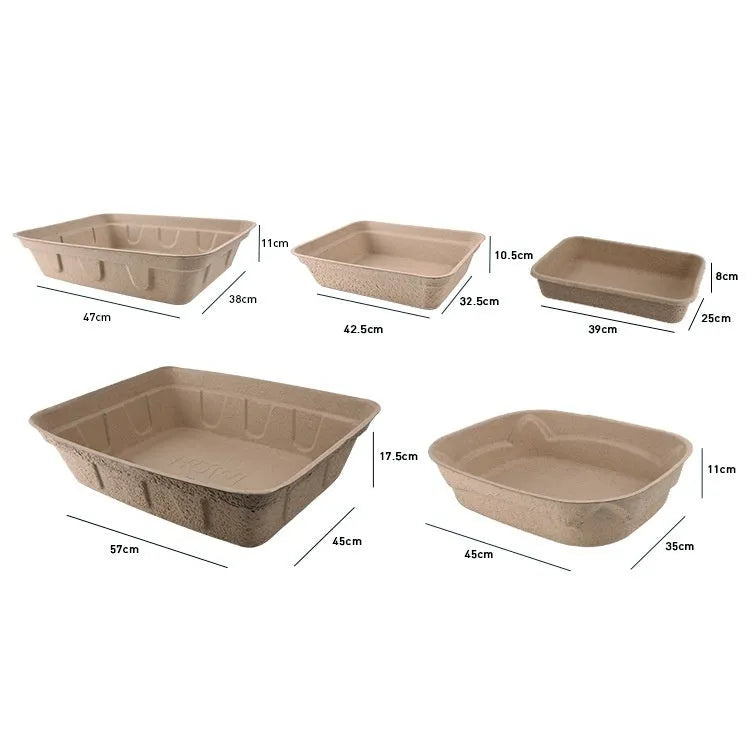 Brown disposable waterproof cat litter box with environmentally friendly degradable materials in three size options