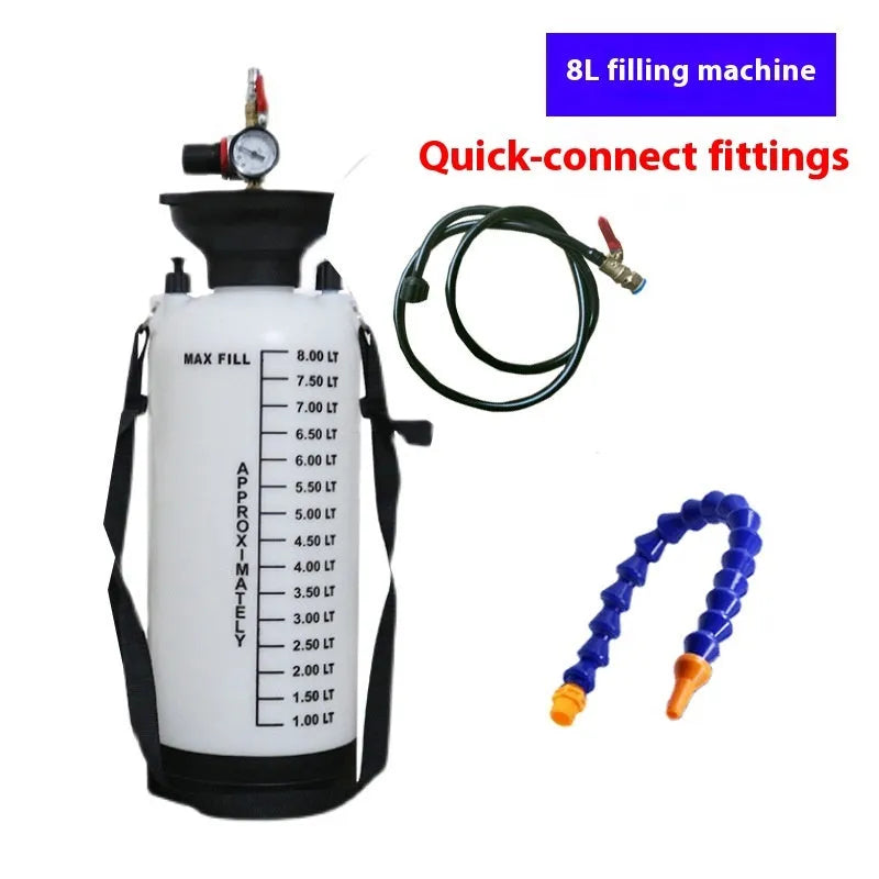 White metal car transmission oil tanker, 5L or 8L, 150 x 80 x 15 mm, with optional connector