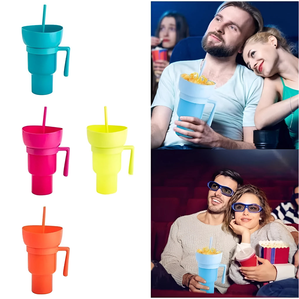 Silicone straw cup with handle, 901-1000ml, in blue solid colour, approx. 14.5cm wide and 26.7cm tall.