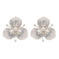 South Korea blue butterfly flower stud earrings for women, electroplated mixed material, flower shape, 1.5cm diameter, one pair