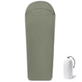 Blue lightweight nylon mummy sleeping bag for adult camping with dimensions 210x80x60cm