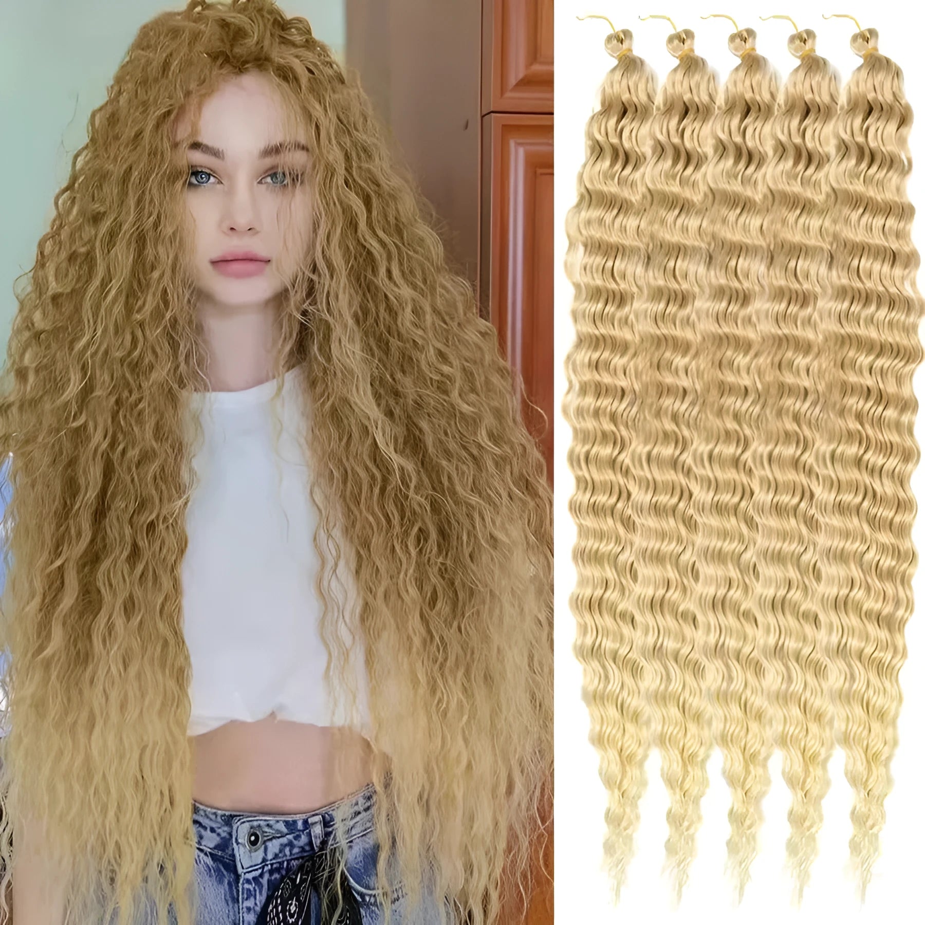 European and American style 32-inch Russian chemical fiber wig in multiple colours, high temperature wire, machine-made, lightweight 100g