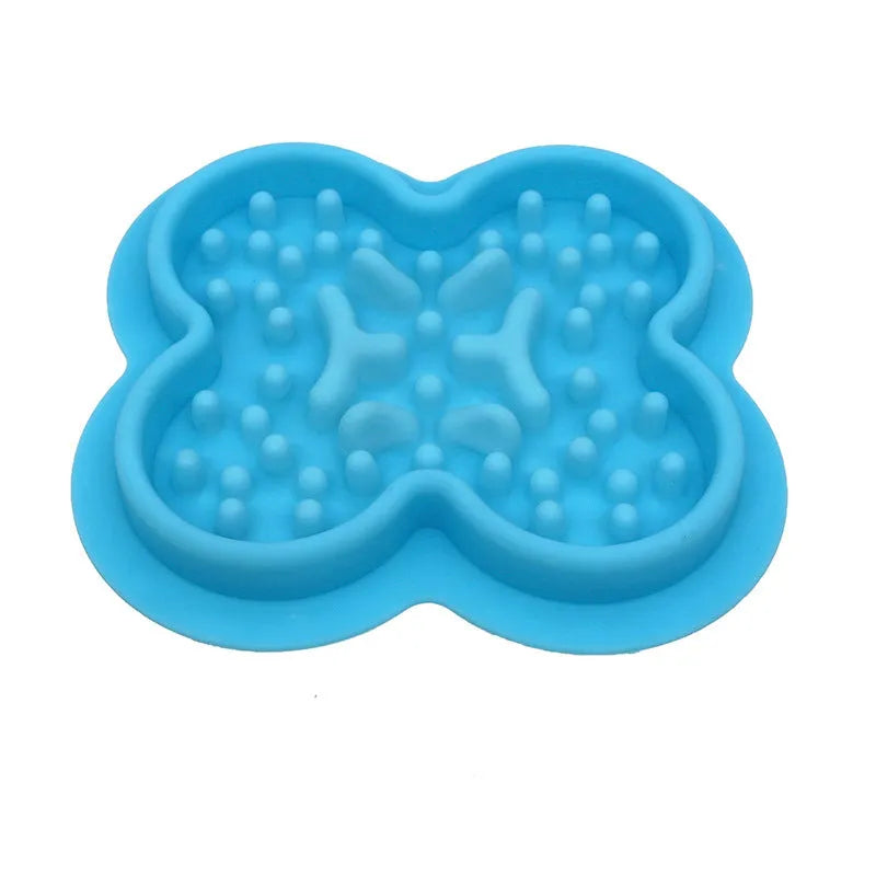 Square silicone pet licking pad with honeycomb texture, shown in green colour.