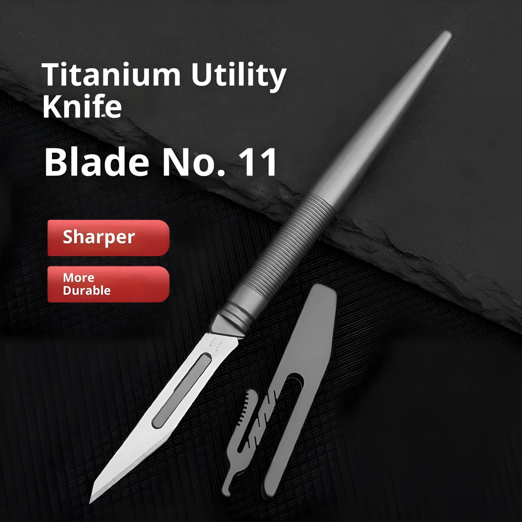 FK35 titanium alloy paper cutter with 22mm blade and 45 degree tip on a cutting mat
