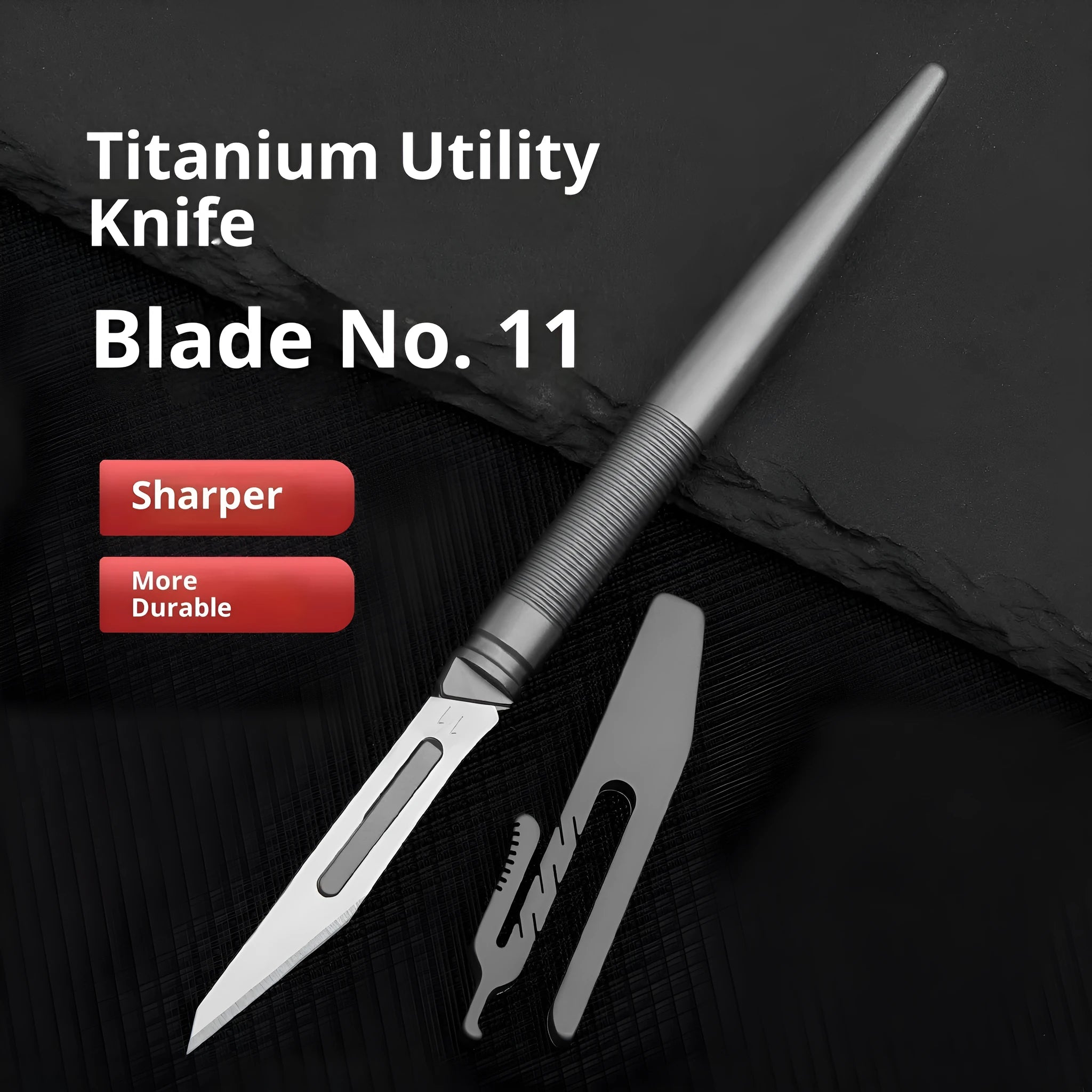 FK35 titanium alloy paper cutter with 22mm blade and 45 degree tip on a cutting mat