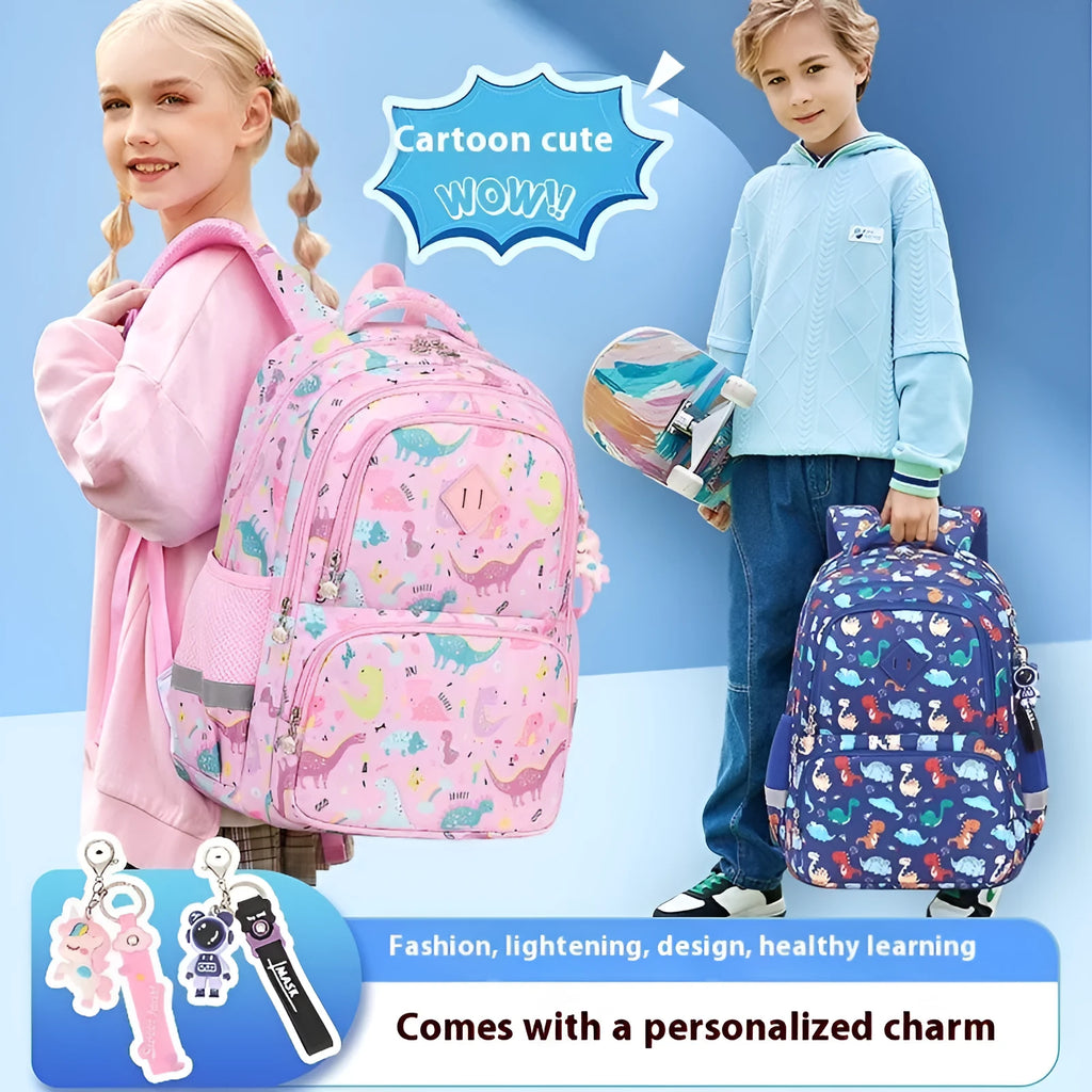 Waterproof Oxford cloth children's school backpack with curved shoulder straps in multiple colour options