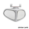 A pair of small, round, adjustable wide-angle car auxiliary mirrors on a black ABS plastic shell.