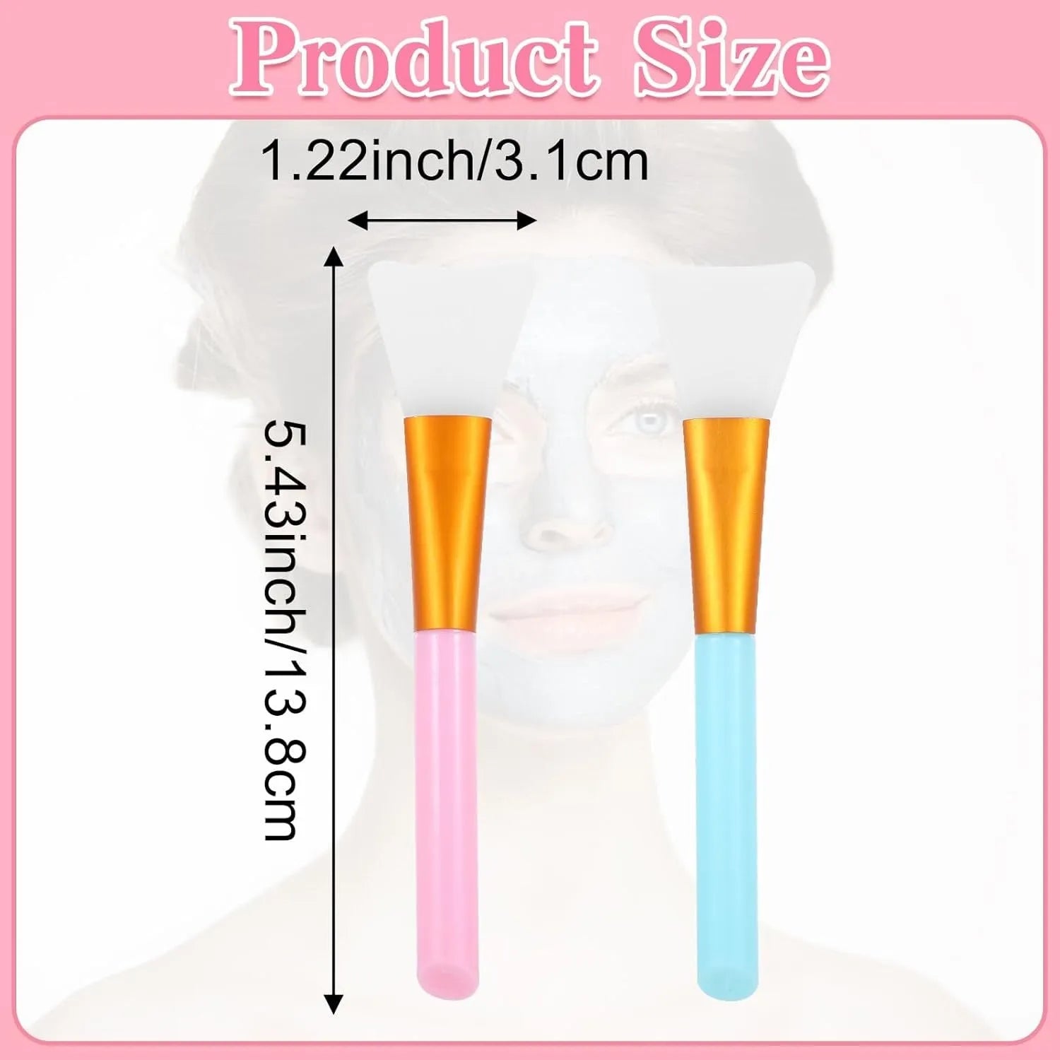 Reusable silicone face mask applicator spatula in choice of six colours with gold or silver tube.