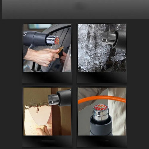 2000W industrial hot air gun with a non-slip thermal shell and a grid-type air outlet.