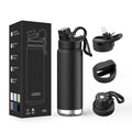 Double-layer 700ml stainless steel vacuum mug in black, light blue, and celadon, modern simplicity design