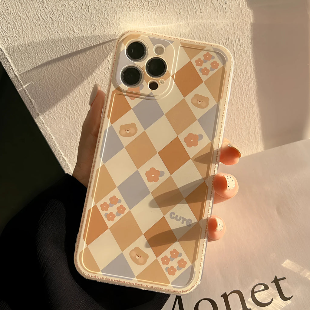 Geometric rhombus grid soft TPU phone case for Apple iPhone in photo colour