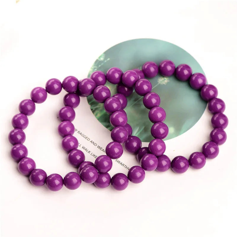Jiuya purple mica crystal bracelet showing polished finish and single circle design