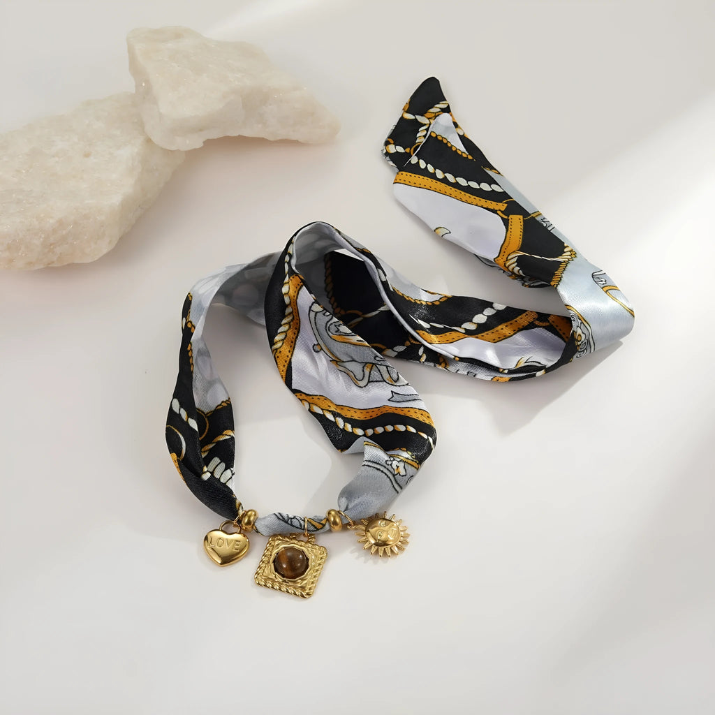 Women's European style scarf series stainless steel necklace with 18K electroplating, regular chain, yellow colour