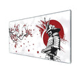 Japanese samurai design gaming mouse pad on desk with non-slip cloth surface
