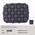 Inflatable camping cushion in grey, 40D nylon TPU, measures 5x34x44cm, lightweight and waterproof for outdoor use