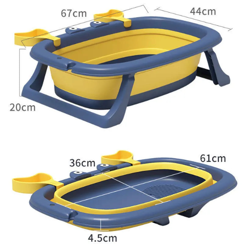 Blue foldable portable plastic pet bathing tub for small dogs and cats.