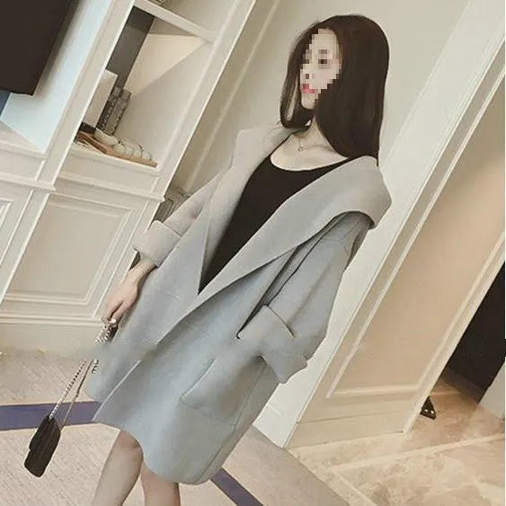 Plus size women's loose fit thin coat with lace details in black, grey or pink colours