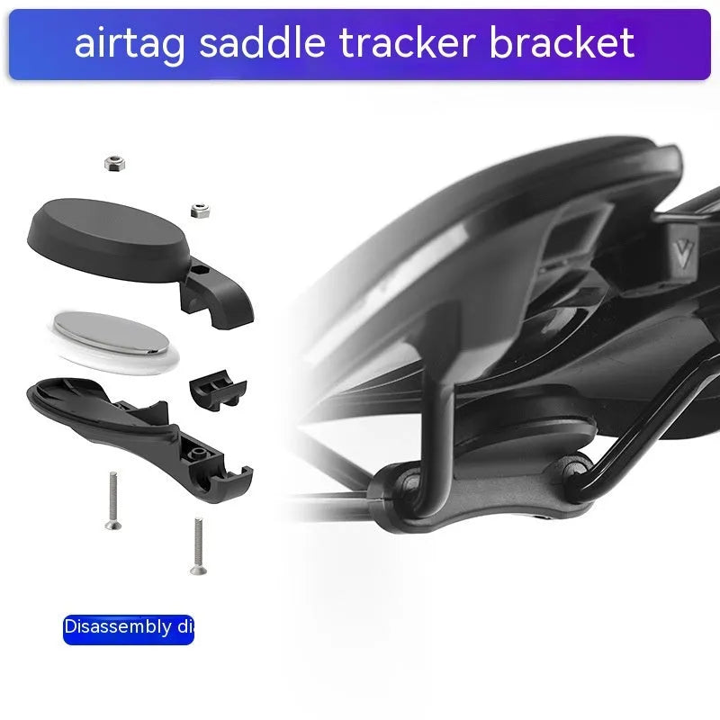 Black ABS plastic bicycle GPS tracker mounting bracket for seat tube attachment
